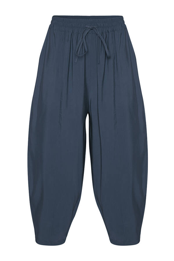 Lacivert Bol Kesim Beli Lastikli Pantolon - 1