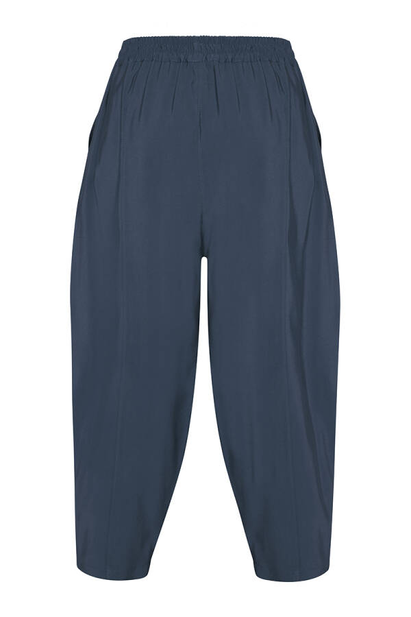 Lacivert Bol Kesim Beli Lastikli Pantolon - 3