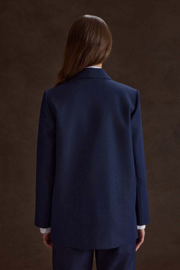 Lacivert Cep Kapak Detaylı Ceket - 7