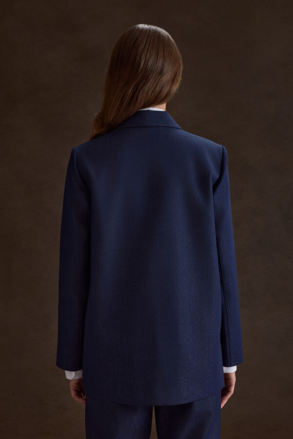 Lacivert Cep Kapak Detaylı Ceket - 7