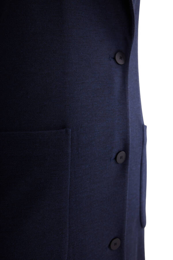 Lacivert Cepli Şal Yaka Uzun Hırka - Aker (1)