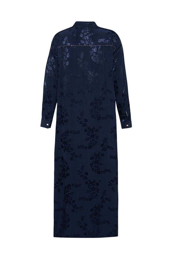 Lacivert Çiçek Jakrlı Ferace - 2