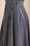 Lacivert Çizgili Top Şerit Aksesuar Detaylı Viscon Etek - 4