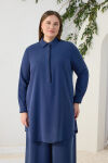 Lacivert Çoban Nakışlı Tunik - 2