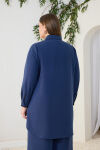 Lacivert Çoban Nakışlı Tunik - 5