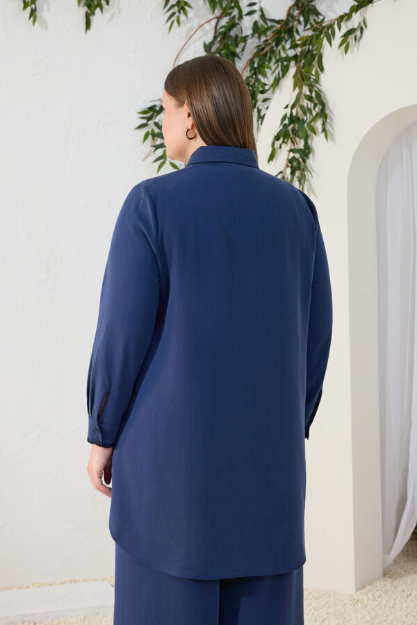 Lacivert Çoban Nakışlı Tunik - 5
