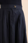 Lacivert Cotton Evaze Etek - 5
