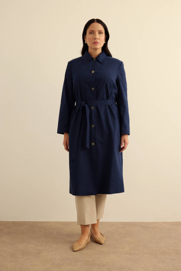 Lacivert Cotton Trençkot - Aker (1)