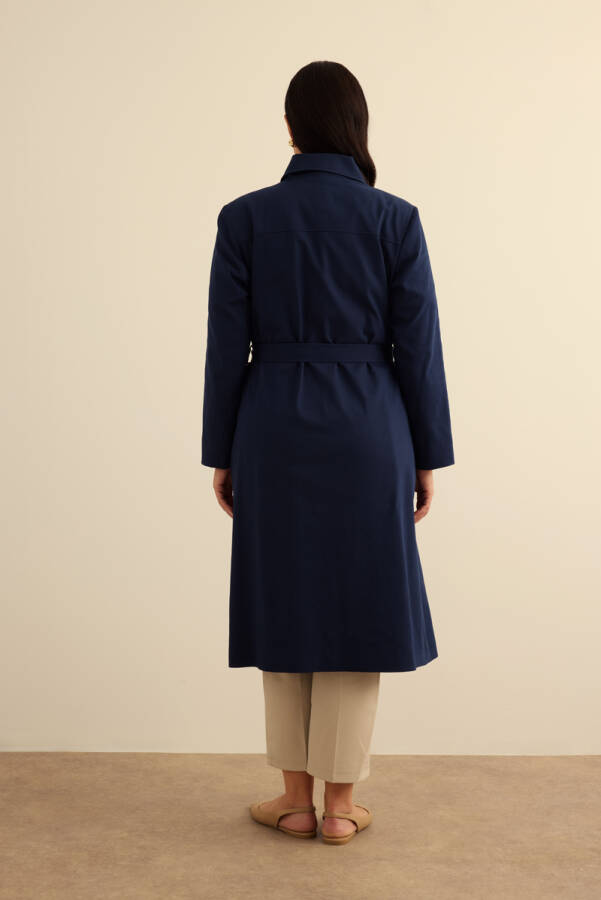 Lacivert Cotton Trençkot - 7