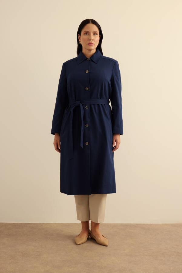 Lacivert Cotton Trençkot - Aker