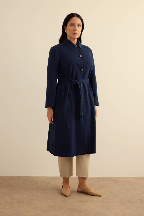 Lacivert Cotton Trençkot - 3