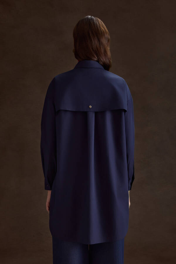 Lacivert Cotton Uzun Gömlek - 6