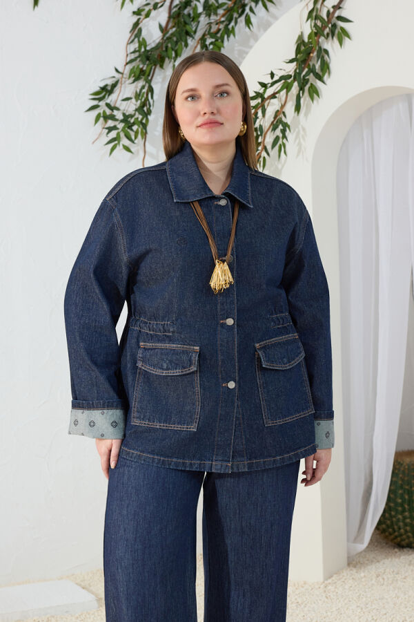 Lacivert Denim Ceket - 4