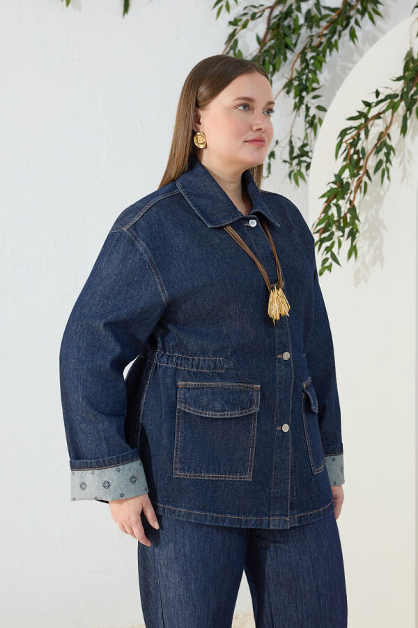 Lacivert Denim Ceket - 5