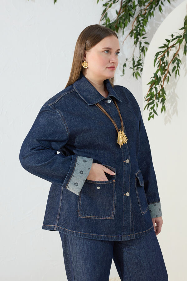 Lacivert Denim Ceket - 6