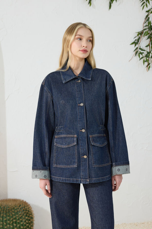 Lacivert Denim Ceket - 6