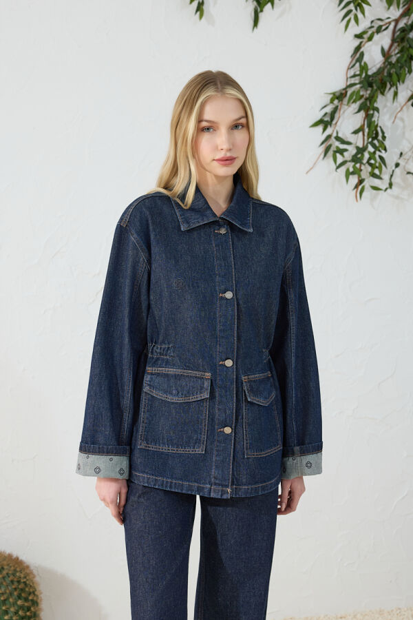 Lacivert Denim Ceket - 3