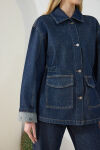 Lacivert Denim Ceket - 5