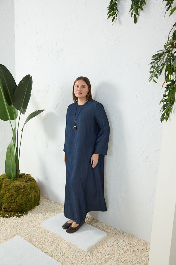 Lacivert Denim Elbise - Aker (1)