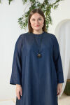 Lacivert Denim Elbise - 4
