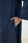 Lacivert Denim Elbise - 6