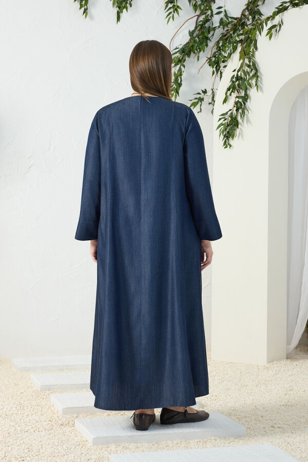 Lacivert Denim Elbise - 7