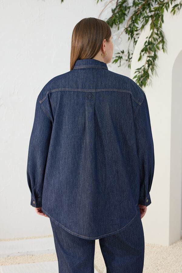 Lacivert Denim Gömlek - 7
