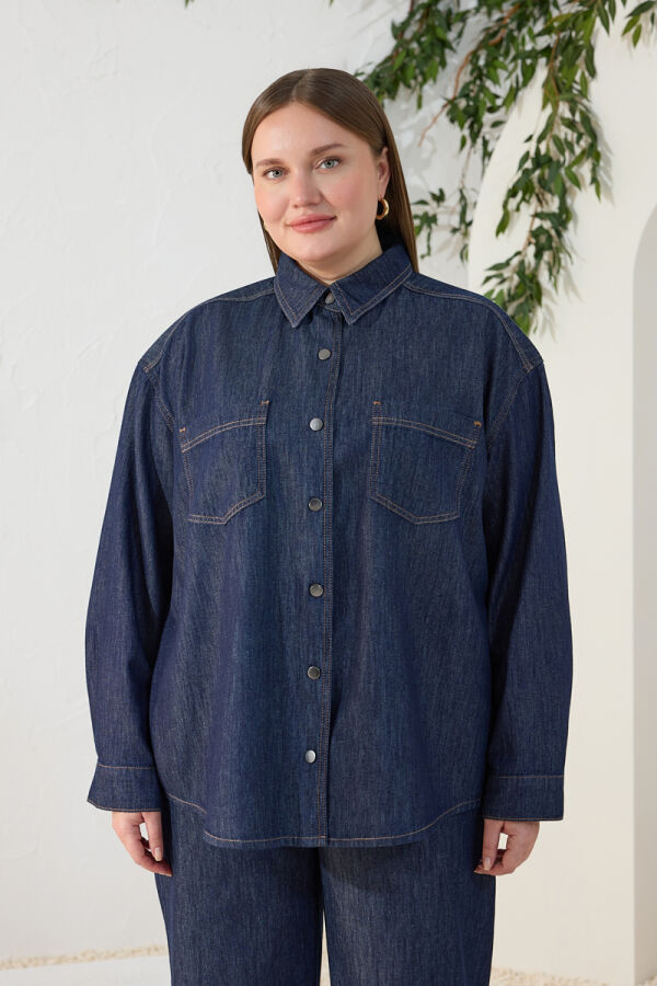 Lacivert Denim Gömlek - 2