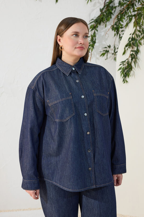 Lacivert Denim Gömlek - 3