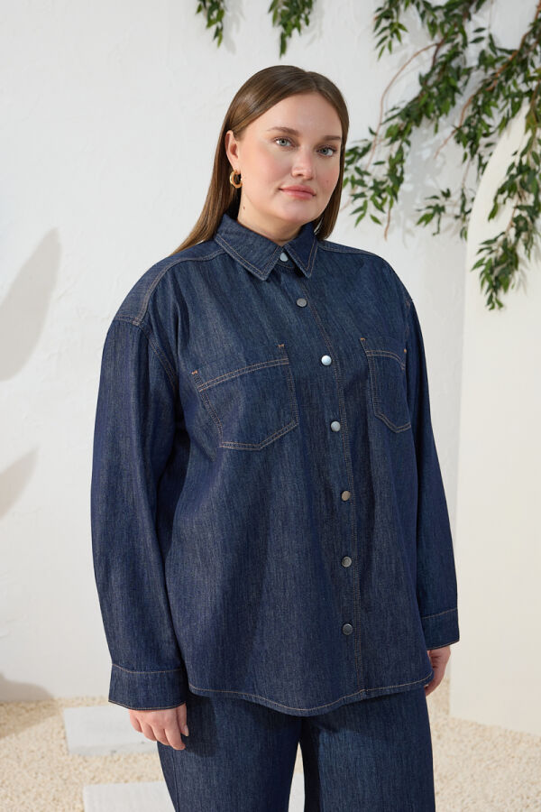 Lacivert Denim Gömlek - 4