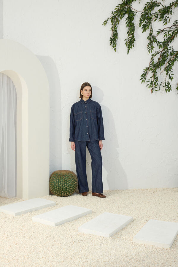 Lacivert Denim Gömlek - 1