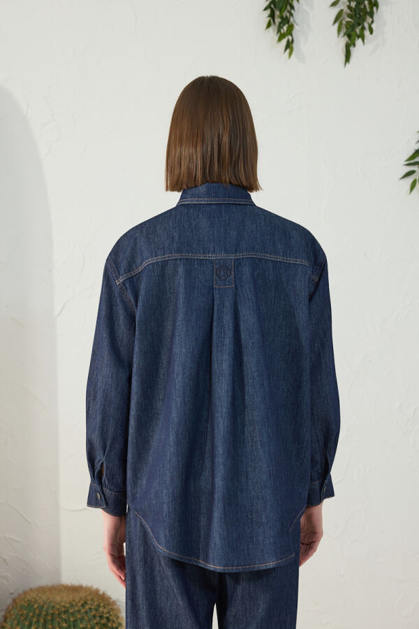 Lacivert Denim Gömlek - 7