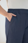 Lacivert Denim Görünümlü Pantolon - 5