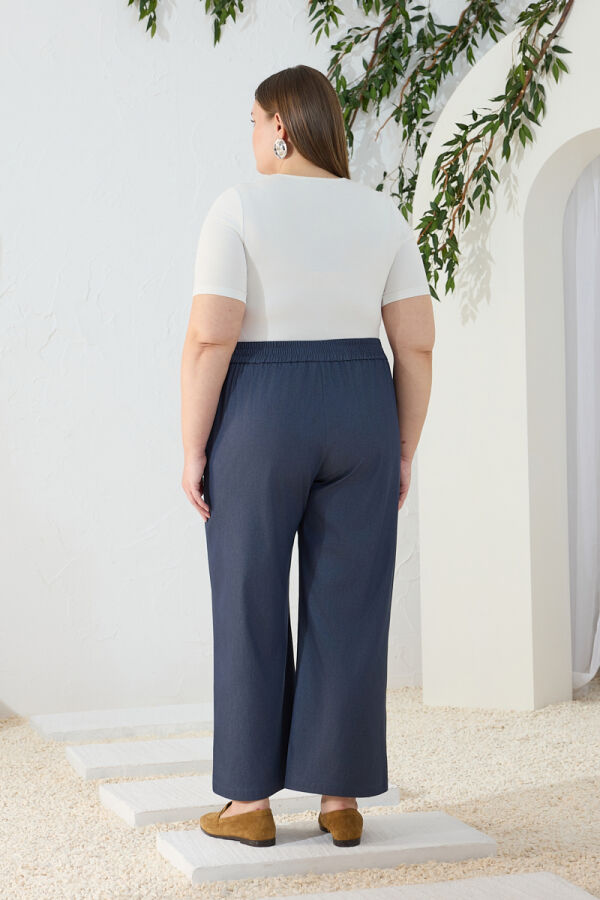 Lacivert Denim Görünümlü Pantolon - 6