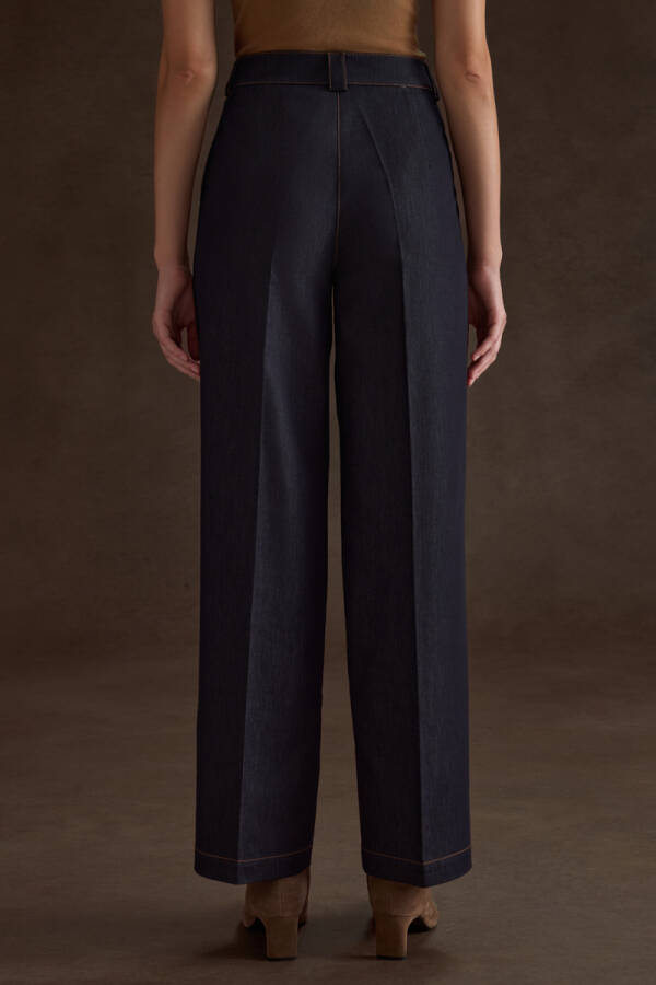 Lacivert Denim Görünümlü Pantolon - 5