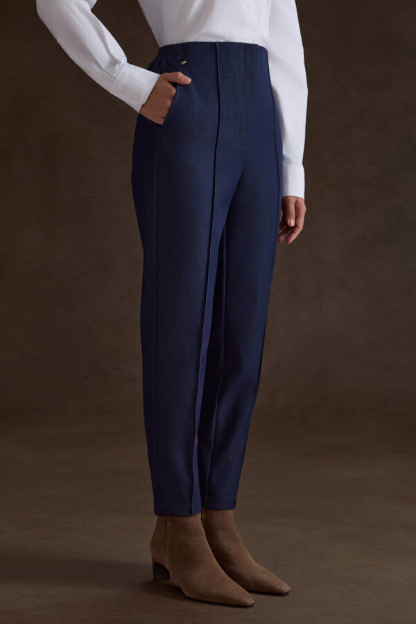 Lacivert Denim Görünümlü Pantolon - 3