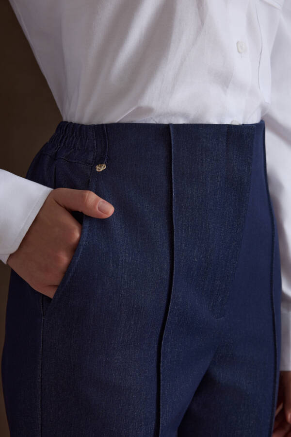 Lacivert Denim Görünümlü Pantolon - 4