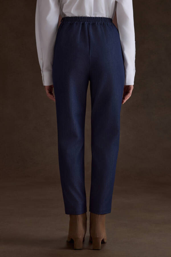 Lacivert Denim Görünümlü Pantolon - 5