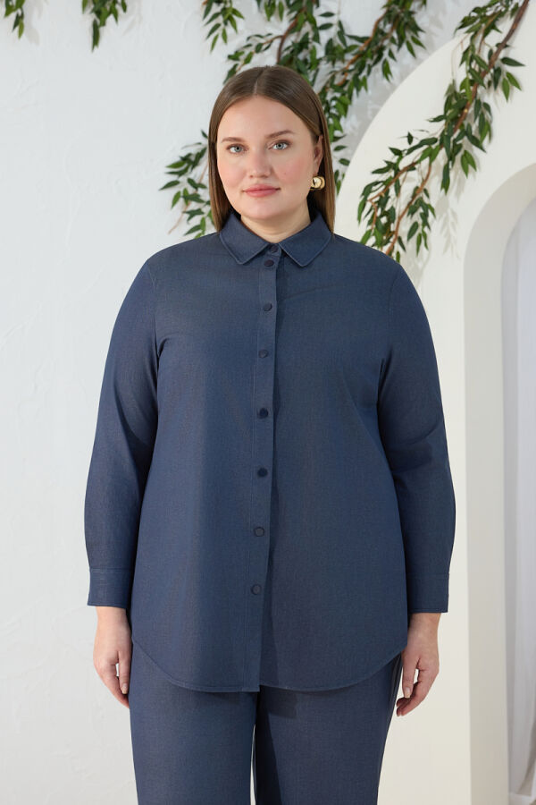 Lacivert Denim Görünümlü Tunik - Aker (1)