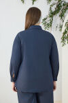 Lacivert Denim Görünümlü Tunik - 6