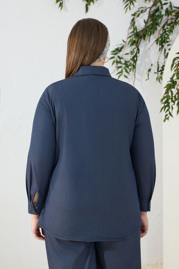 Lacivert Denim Görünümlü Tunik - 6