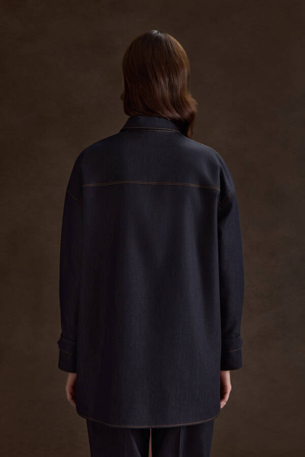 Lacivert Denim Görünümlü Tunik - 6