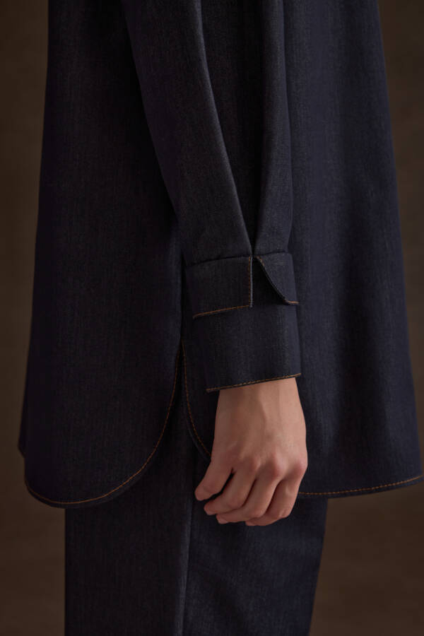 Lacivert Denim Görünümlü Tunik - 6