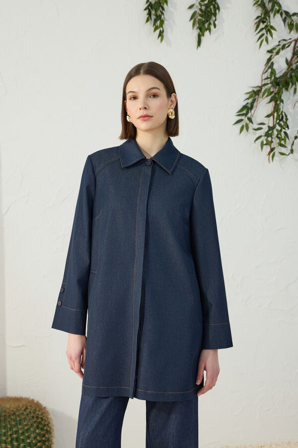 Lacivert Denim Kap - 3