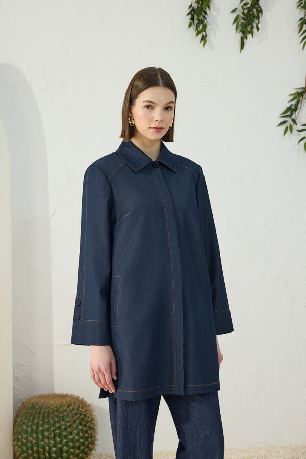 Lacivert Denim Kap - 4