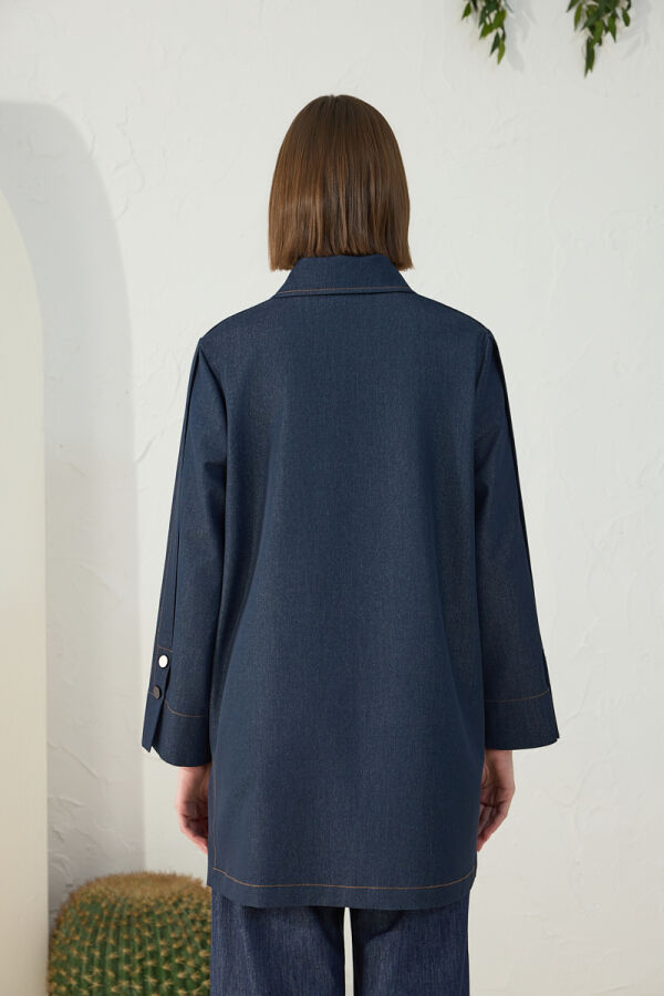 Lacivert Denim Kap - 7