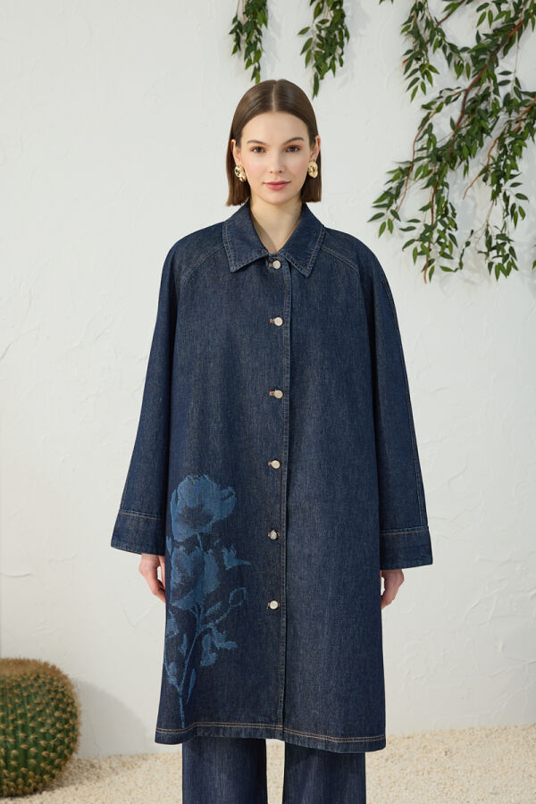 Lacivert Denim Kap - 4