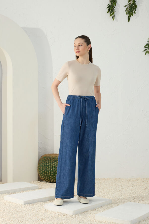 Lacivert Denim Pantolon - 4
