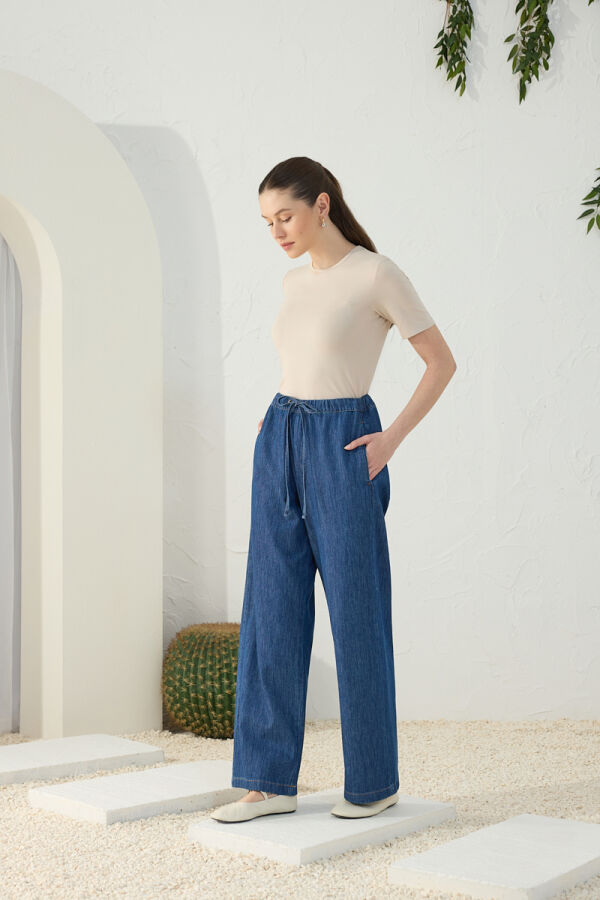 Lacivert Denim Pantolon - 3