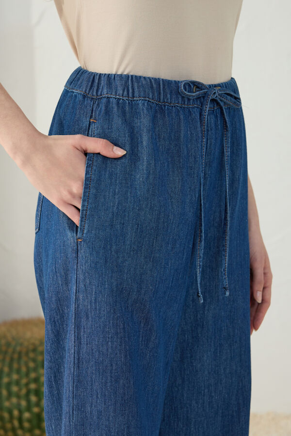 Lacivert Denim Pantolon - 5